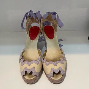Christian Louboutin Espadrilles, Cream and Lilac, US women's